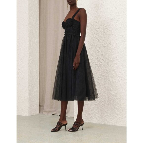NWT Zimmermann Black Tulle Mesh Overlay Corset Maxi Dress Size 4 - Picture 8 of 13